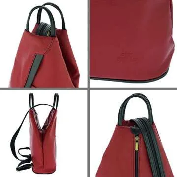 Fioretta Italian Genuine Leather Top Handle Backpack Purse Shoulder Bag Handbag Rucksack For Women