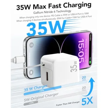 35W PD Retractable Wall Charger with USB Cables
