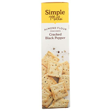 Simple Mills Almond Flour Crackers, Black Cracked Pepper, Gluten Free, Flax Seed, Sunflower Seeds, Corn Free, Good for Snacks, Made with whole foods, (Packaging May Vary)