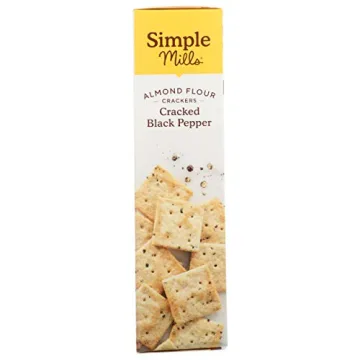 Simple Mills Almond Flour Crackers, Black Cracked Pepper, Gluten Free, Flax Seed, Sunflower Seeds, Corn Free, Good for Snacks, Made with whole foods, (Packaging May Vary)