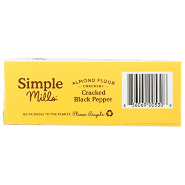 Simple Mills Almond Flour Crackers, Black Cracked Pepper, Gluten Free, Flax Seed, Sunflower Seeds, Corn Free, Good for Snacks, Made with whole foods, (Packaging May Vary)