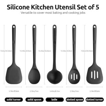 Silicone Kitchen Cooking Utensil Set: U-Taste High Heat Resistant 13.6in Long Kitchen Gadgets, BPA F...