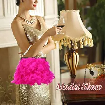 GOKTOW Hot Pink Feather Clutches Purses for Women Bag，Pearl Fluffy Evening Handbags for Wedding Anniversary Party,Hot Pink