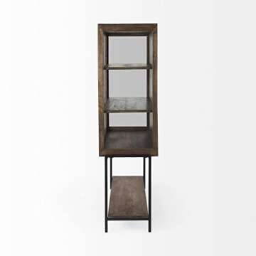 Mercana Arelius Medium Brown Wood with Black Metal Base Display Cabinet 69299