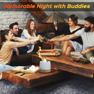 Smokeless Round Concrete Tabletop Fire Pit Indoor Outdoor Decor