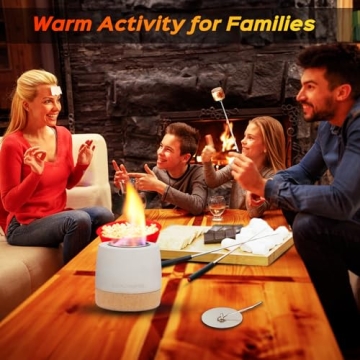 Smokeless Round Concrete Tabletop Fire Pit Indoor Outdoor Decor