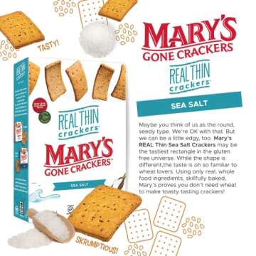 Mary's Gone Crackers Organic Real Thin Crackers - Gluten-Free, NON-GMO, Vegan & Whole Grain, Sea Sal...