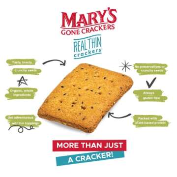 Mary's Gone Crackers Organic Real Thin Crackers - Gluten-Free, NON-GMO, Vegan & Whole Grain, Sea Salt, 5 Ounce (Pack of 6)