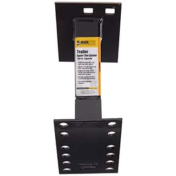 MaxxHaul 70214 Powder Coat Black Trailer Spare Tire Carrier For 10 inch and 12 inch Utility Trailer Tires