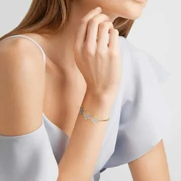 Yowivon Forget-Me-Not Bracelet Handmade Pressed Flower Bracelet Adjustable Slider Dainty Stainless Steel Tarnish Free Gold Jewelry Gift For Women Her Bridesmaid