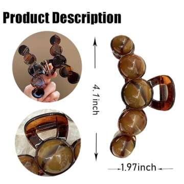 Brown Pearl Hair Clips Large Pearl Hair Claw Clips for Thick or Thin Hair Acrylic Hair Accessories Elegant Smudging Design Hair Clamp Clips No Crease Jaw Clips Barrette for Daily Wedding Hair Styling