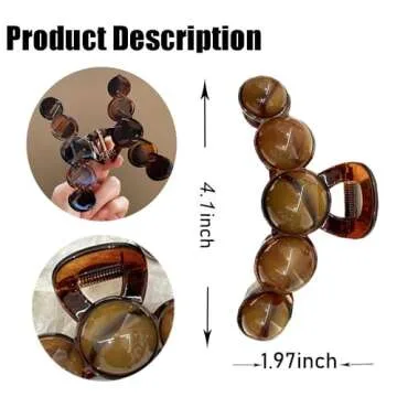 Brown Pearl Hair Clips Large Pearl Hair Claw Clips for Thick or Thin Hair Acrylic Hair Accessories Elegant Smudging Design Hair Clamp Clips No Crease Jaw Clips Barrette for Daily Wedding Hair Styling