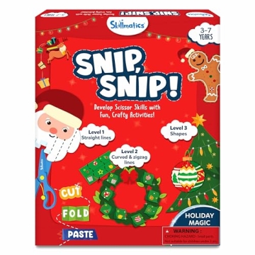 Skillmatics Art & Craft Christmas Kit - Snip, Snip Holiday Magic, Develop Scissor Skills, Child Safe...