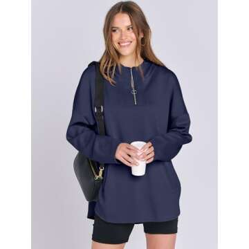 ANRABESS Womens Oversized Hoodie Quarter Zip Sweatshirts 2024 Fall Tunic Pullover Top Winter Trendy ...