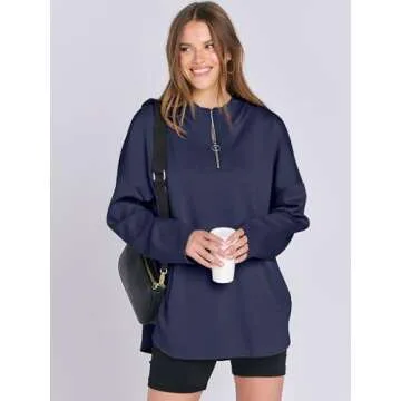 ANRABESS Womens Oversized Hoodie Quarter Zip Sweatshirts 2024 Fall Tunic Pullover Top Winter Trendy ...
