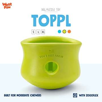WEST PAW Zogoflex Toppl Treat Dispensing Dog Toy Puzzle – Interactive Chew Toys for Dogs – Dog T...