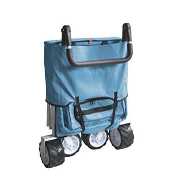 BLUE FREE ICE COOLER PUSH AND PULL HANDLE FOLDING BABY STROLLER WAGON OUTDOOR SPORT COLLAPSIBLE KIDS TROLLEY W/ CANOPY GARDEN UTILITY SHOPPING TRAVEL BEACH CART - EASY SETUP NO TOOL NECESSARY