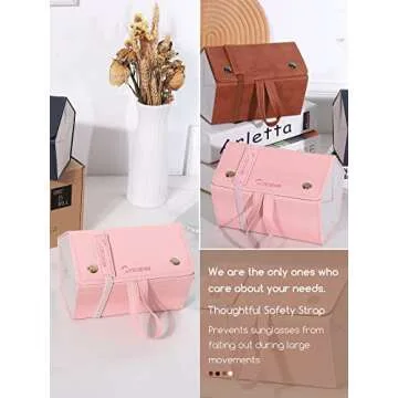 cloudever Sunglasses Case Organizer 5 Slots for Men Women, Eyeglasses Foldable Hanging Travel Case Storage Holder Organizer (Rosy)