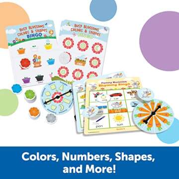 Learning Resources Super Spring Bingo Bundle Preschool Game - Ages 3+ Colors, Shapes, and Numbers Recognition, Preschool Learning Games, Toddler Games