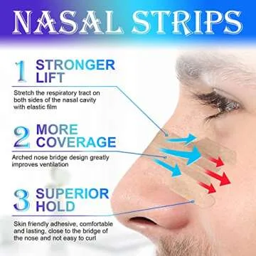 Nose Strips for Breathing, Nasal Strips 80 Count, Snoring Relief, Nasal Congestion Relief due to Col...