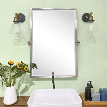 Elegant TEHOME Stainless Steel Pivot Bathroom Mirror