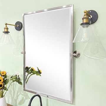 Elegant TEHOME Stainless Steel Pivot Bathroom Mirror