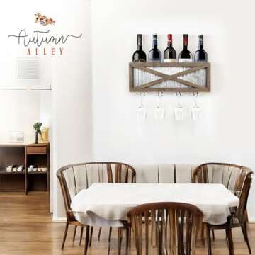 Autumn Alley Rustic Barn Door Wine Rack with Glass Storage - Country Home Decor Rustic Farmhouse for...