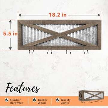 Rustic Barn Door Wine Rack with Glass Storage - 5 Bottles