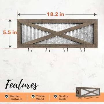 Rustic Barn Door Wine Rack with Glass Storage - 5 Bottles