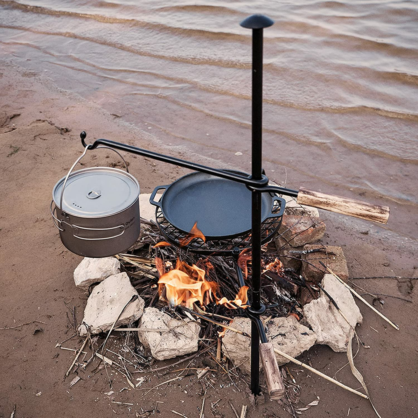 Adjustable Swivel Campfire Grill for Outdoor Cooking