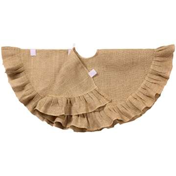 Tatuo Christmas Tree Skirt Decorations Linen Burlap Tree Skirt Round Xmas Cover for Christmas Party ...