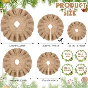 Tatuo Christmas Tree Skirt Decorations Linen Burlap Tree Skirt Round Xmas Cover for Christmas Party Mat Fall Indoor Clearance Outdoor Holiday Family Winter Home Decorations(31 Inch,Linen Color)