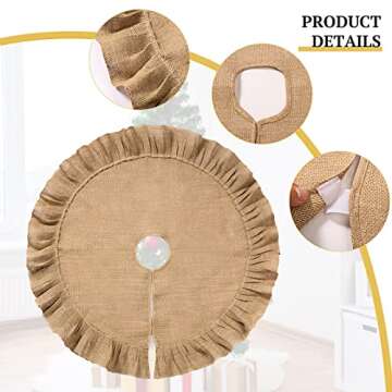 Tatuo Christmas Tree Skirt Decorations Linen Burlap Tree Skirt Round Xmas Cover for Christmas Party Mat Fall Indoor Clearance Outdoor Holiday Family Winter Home Decorations(31 Inch,Linen Color)