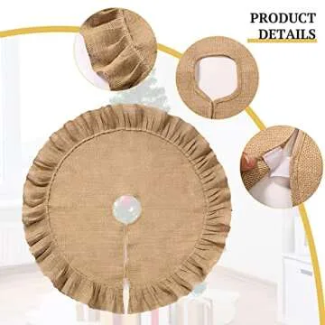 Tatuo Christmas Tree Skirt Decorations Linen Burlap Tree Skirt Round Xmas Cover for Christmas Party Mat Fall Indoor Clearance Outdoor Holiday Family Winter Home Decorations(31 Inch,Linen Color)