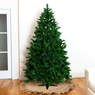 Tatuo Christmas Tree Skirt Decorations Linen Burlap Tree Skirt Round Xmas Cover for Christmas Party Mat Fall Indoor Clearance Outdoor Holiday Family Winter Home Decorations(31 Inch,Linen Color)