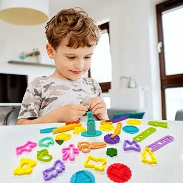 Play Dough Tools for Kids, Playdough Toys with Various Molds, 2 Cutters Roller, Rolling Pins, Safety...