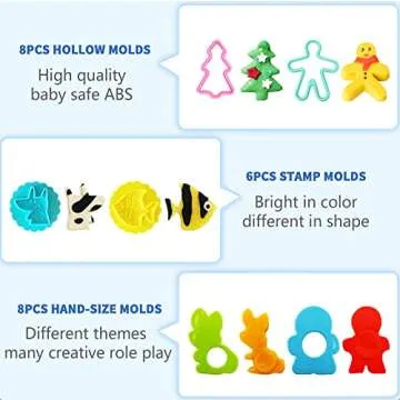 Play Dough Tools for Kids, Playdough Toys with Various Molds, 2 Cutters Roller, Rolling Pins, Safety Scissors and Dough Extruder, Playdough Bulk Pack Classroom for Boys Girls Gifts (Colorful)