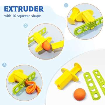 Play Dough Tools for Kids, Playdough Toys with Various Molds, 2 Cutters Roller, Rolling Pins, Safety Scissors and Dough Extruder, Playdough Bulk Pack Classroom for Boys Girls Gifts (Colorful)