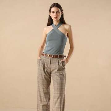 RISANTRY Women's Brown Belt Trend Belt with Gold Buckle Fashion Leather Waist Belt for Jeans Pants