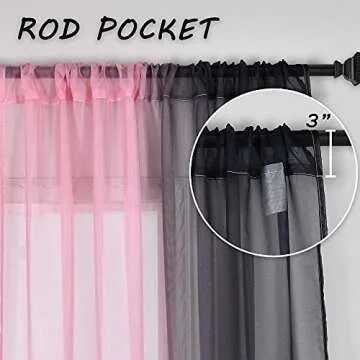 DECOVSUN Black and Pink Sheer Curtains Reversible Sunshine Sheer Curtains for Bedroom Girls Room Decor Rod Pocket2 Tone Ombre Sheer Curtains for Basement Wedding Background 2 Panels 52X84