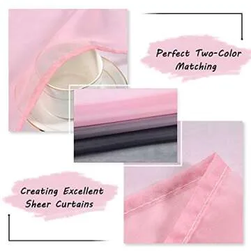 DECOVSUN Black and Pink Sheer Curtains Reversible Sunshine Sheer Curtains for Bedroom Girls Room Decor Rod Pocket2 Tone Ombre Sheer Curtains for Basement Wedding Background 2 Panels 52X84