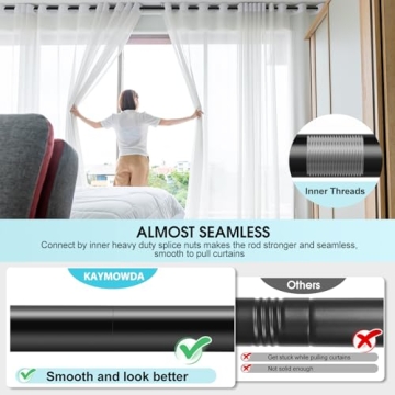 KAYMOWDA Heavy-Duty Adjustable Curtain Rods 240 Inches