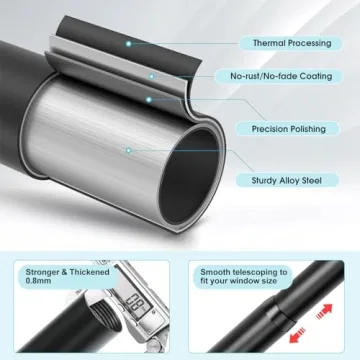 KAYMOWDA Heavy-Duty Adjustable Curtain Rods 240 Inches