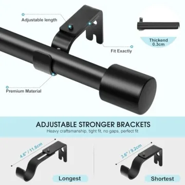 KAYMOWDA Heavy-Duty Adjustable Curtain Rods 240 Inches