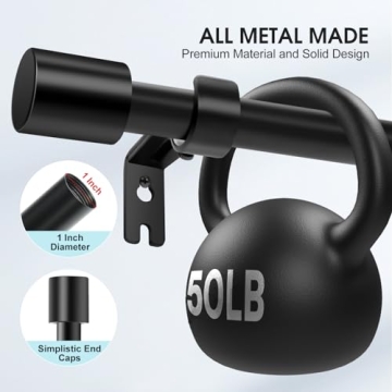 KAYMOWDA Heavy-Duty Adjustable Curtain Rods 240 Inches