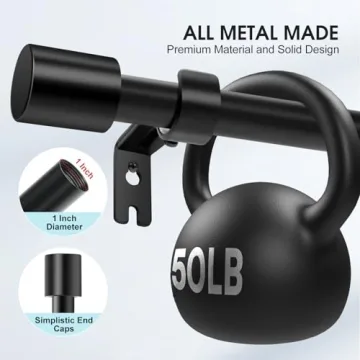 KAYMOWDA Heavy-Duty Adjustable Curtain Rods 240 Inches