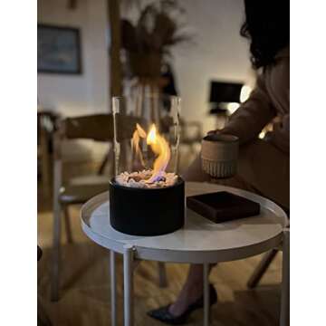 JAY'S HOME Table top Fireplace Portable Fire Pit Smokeless Indoor/Outdoor Fire Bowl Cozy Home Decoration Ethanol/Alcohol Fireplace, White