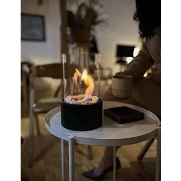 JAY'S HOME Table top Fireplace Portable Fire Pit Smokeless Indoor/Outdoor Fire Bowl Cozy Home Decoration Ethanol/Alcohol Fireplace, White