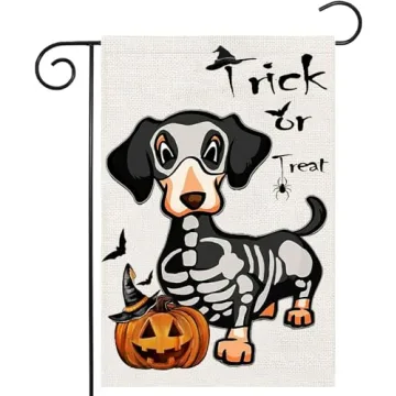 Halloween Trick or Treat Garden Flags 12x18 Double Sided Ghost Dog Decor