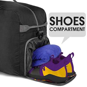 36" Foldable Duffle Bag 120L for Travel Gym Sports Lightweight Luggage Duffel By WANDF (36 inches (120L), Black 36'')